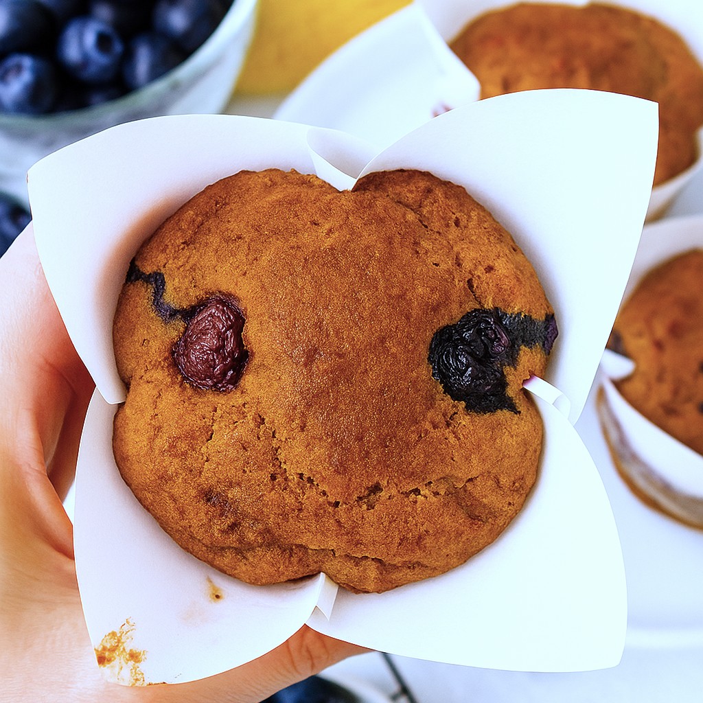 a blueberry muffin's golden top