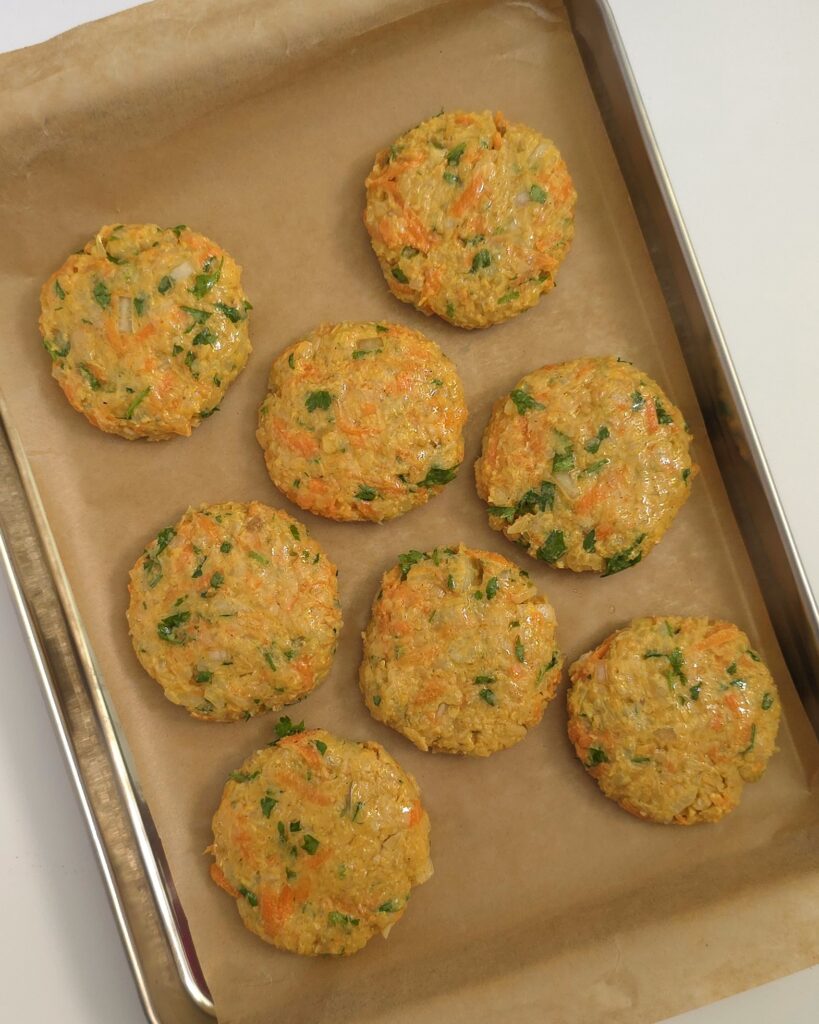 healthy chickpea mixture shaped into patties